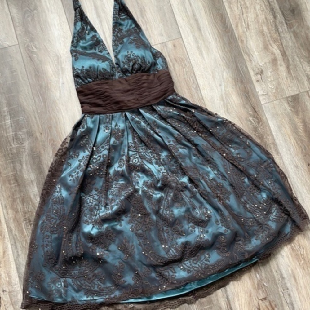 Adrianna Papell dress size 4 brown aqua dress